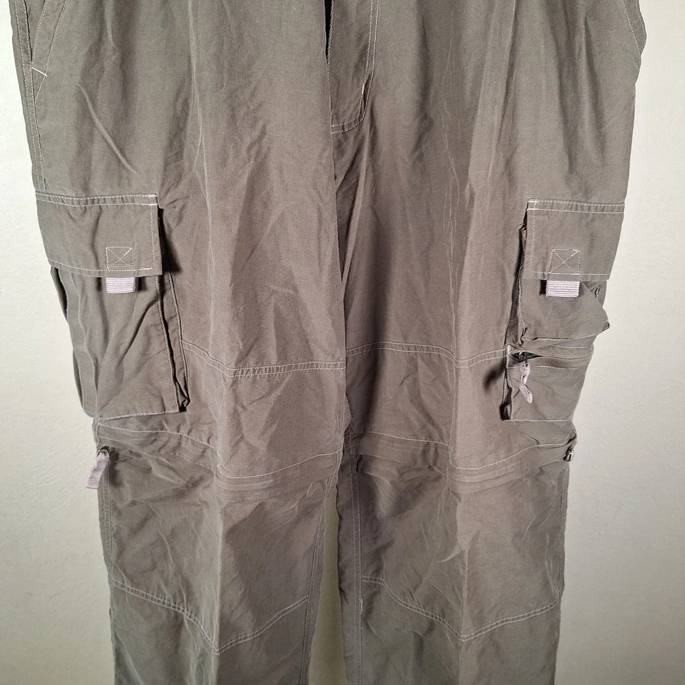 Suisse Sport Y2K Trail Pants Convertible Cargo Utility Zip Off Nylon Green Large